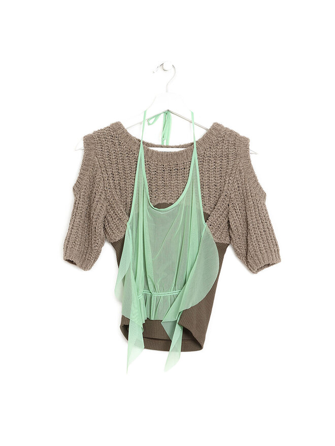 Andersson Bell  Cut-Out Combination Knit Top