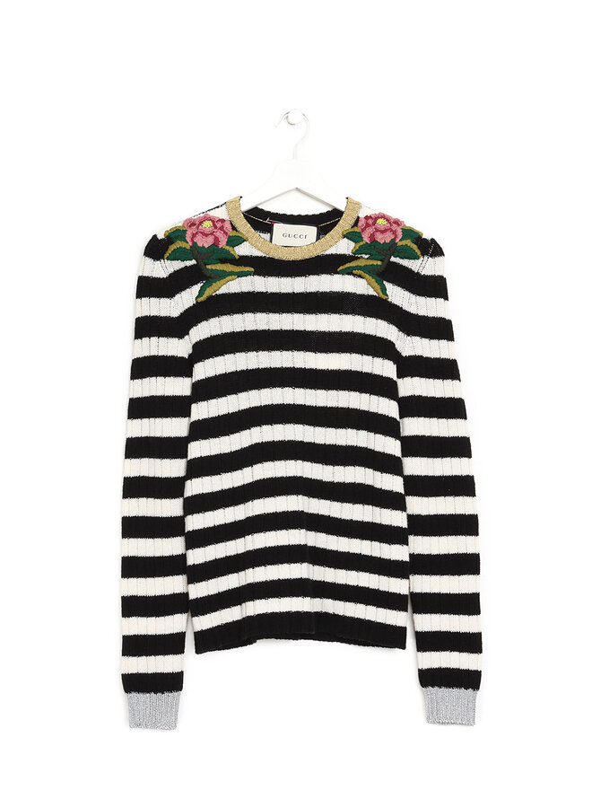 GUCCI Pull Rayé Brodé