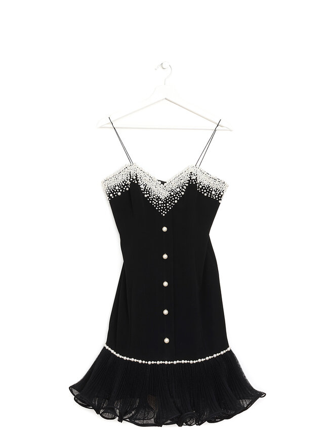 Bill Blass Robe sans manches ornée de perles