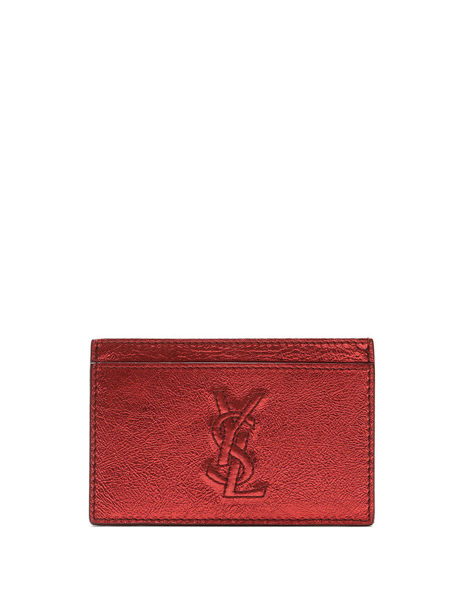 Yves Saint Laurent Rive Gauche Porte-cartes en cuir rouge métallisé