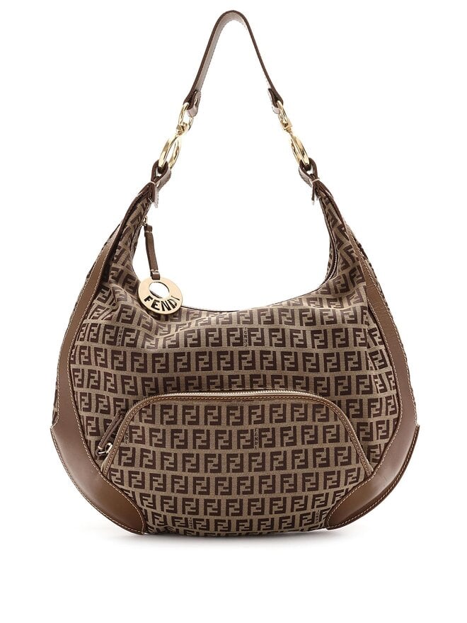 FENDI Zucchino FF Chef Monogram Shoulder Bag