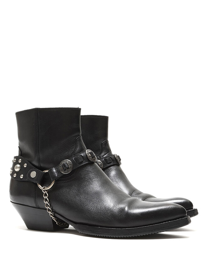 SAINT LAURENT Wyatt 40 Concho Harness Ankle Boots