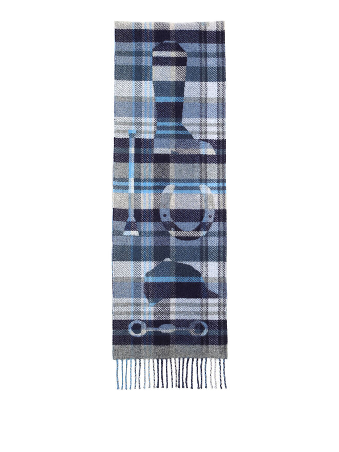 HERMÈS Plaid Equestrian Cashmere Scarf