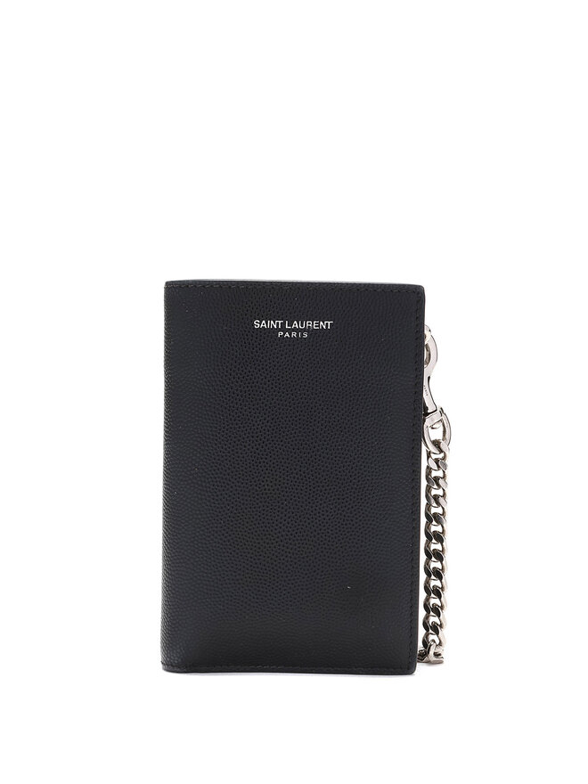 SAINT LAURENT Black Logo Chain Wallet