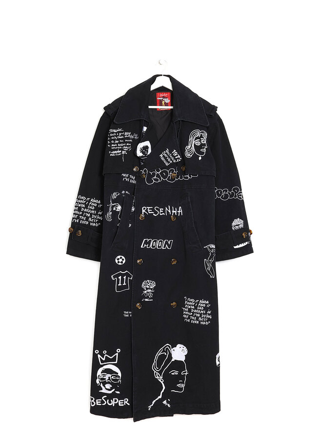 KidSuper Embroidered Cotton Trench Coat