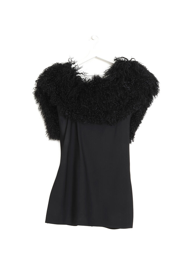 alexanderwang Mini Robe à Garniture en Peau d'Agneau