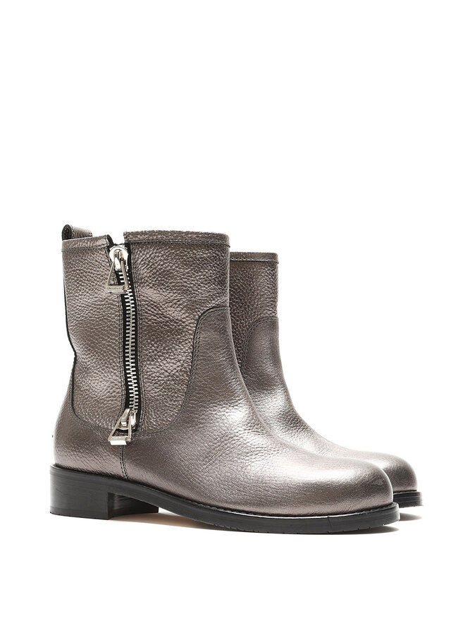 JIMMY CHOO Bottines en Cuir Grainé Métallique