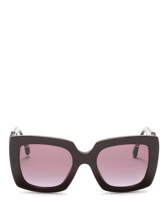 CHANEL Square Acetate Sunglasses with CC Logo
