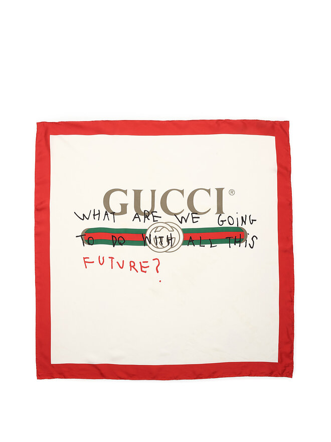 GUCCI Foulard en soie à imprimé graphique
