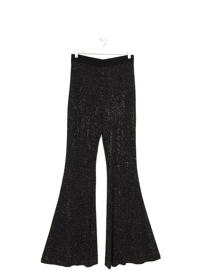 BALMAIN Pantalon Noir à Strass Incrustés