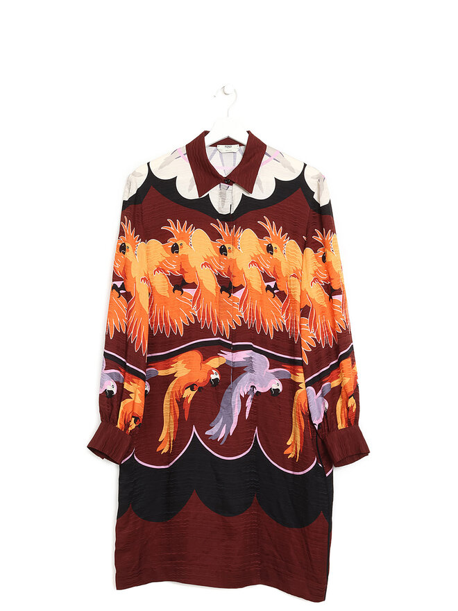 FENDI Robe Midi en Soie Graphique