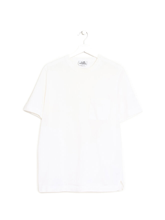 HERMÈS T-shirt en piqué de coton blanc