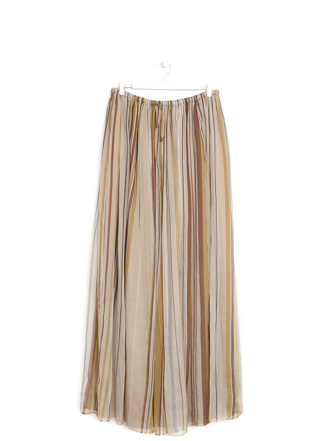 BRUNELLO CUCINELLI Striped Silk Pleated Skirt