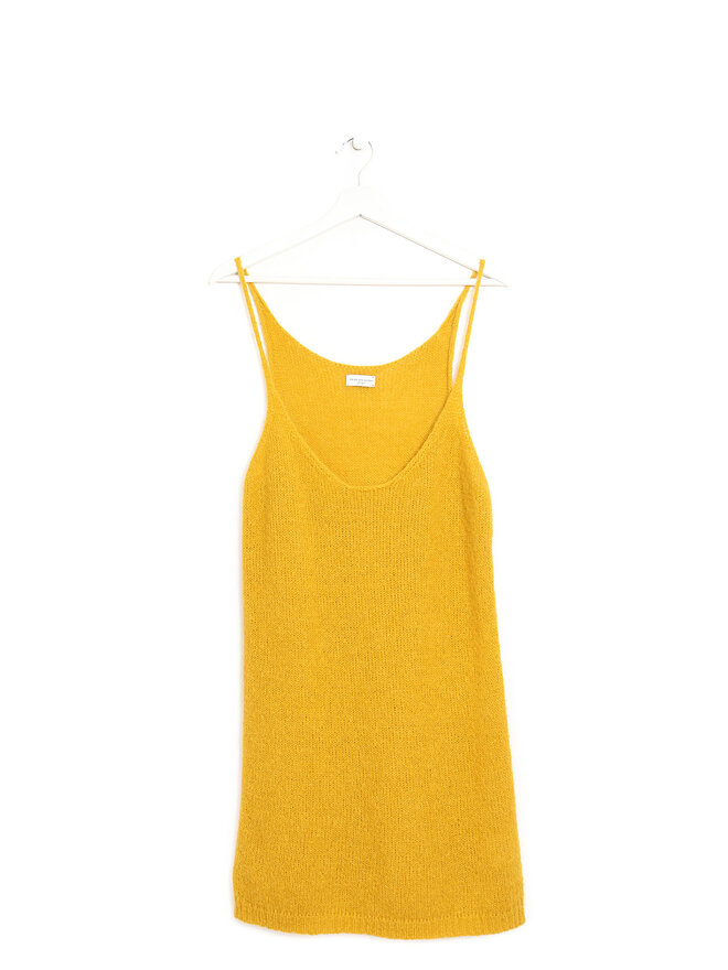 DRIES VAN NOTEN Mustard Mohair Knit Tank Top