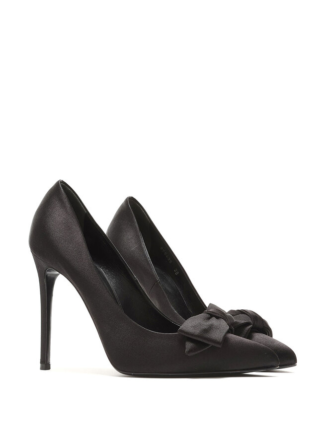 GUCCI Black Satin Buckle Detail Pumps