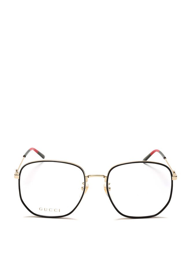 GUCCI Lunettes à Monture Dorée Rectangulaire