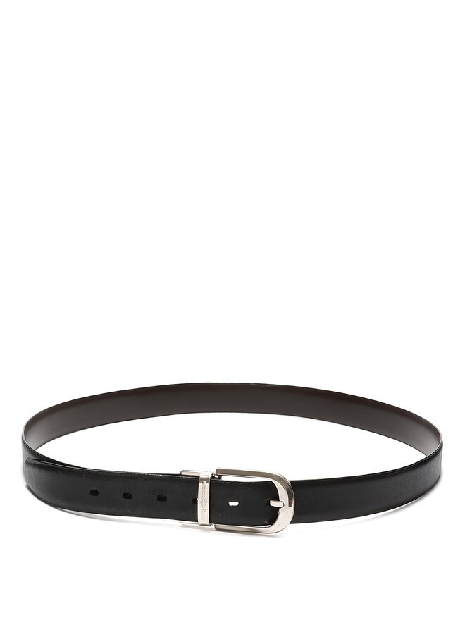 Ermenegildo Zegna Classic Leather Belt with Silver Buckle