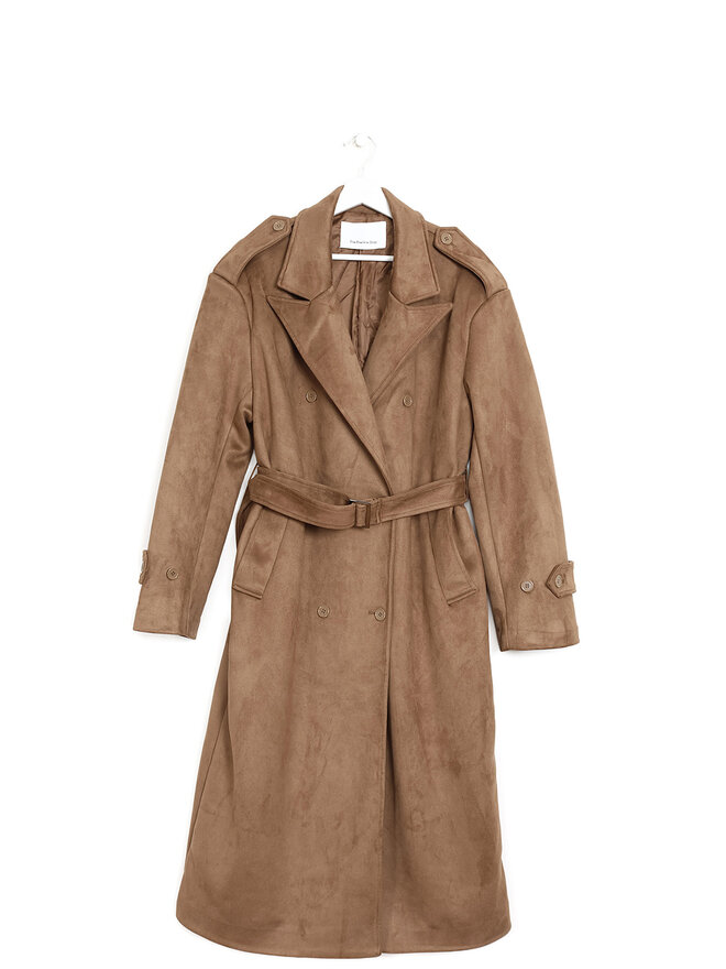 The Frankie Shop Pembroke Faux Suede Belted Coat