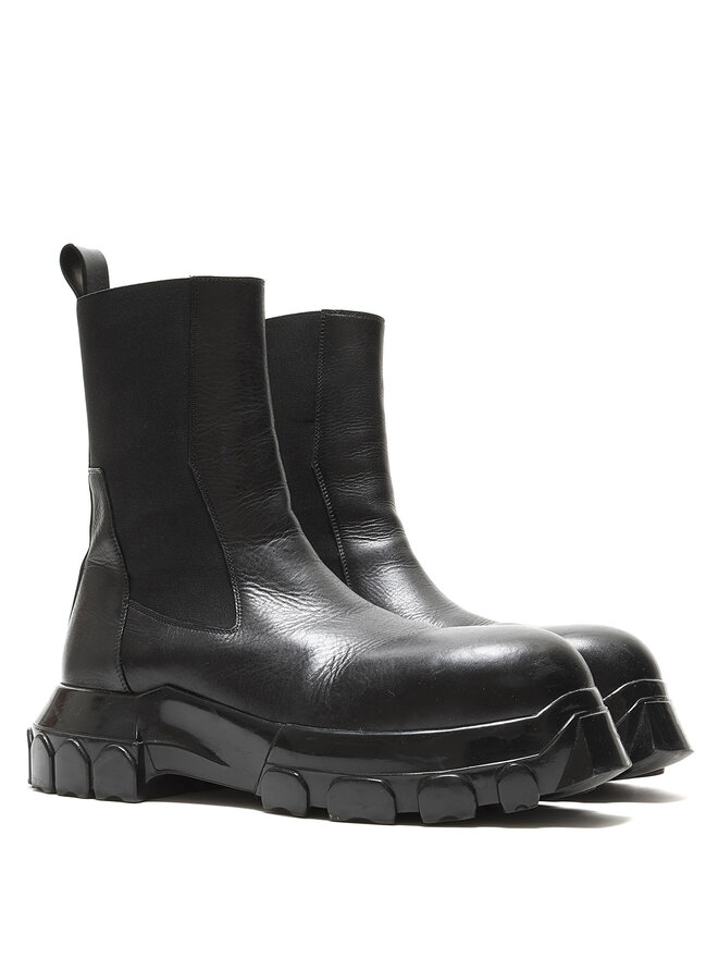 Rick Owens Bottines en Cuir avec Semelle Crantée