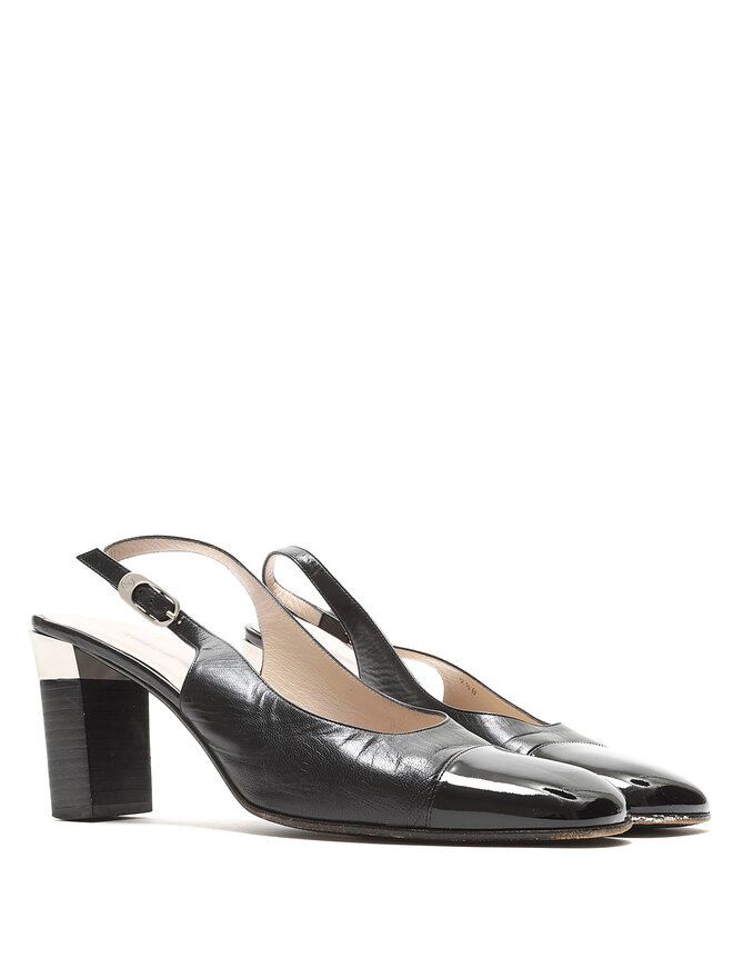 CHANEL Black Slingback Heels