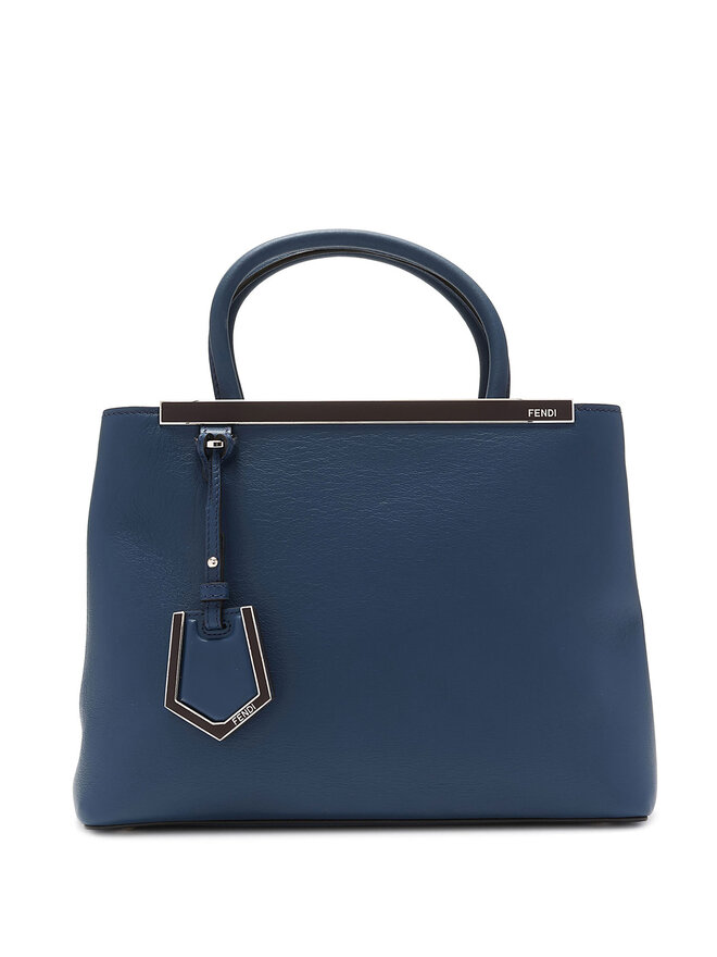 FENDI 2Jours Navy Leather Tote