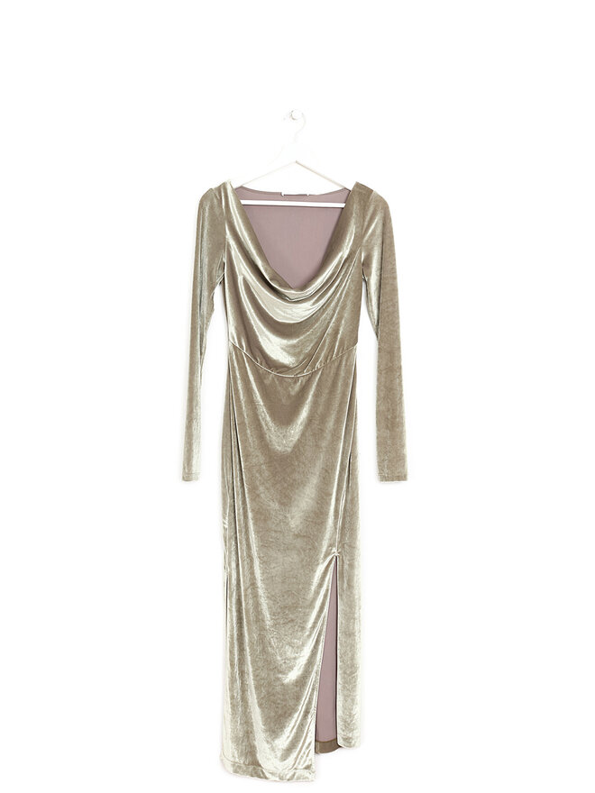 HELMUT LANG Robe Longue en Velours Sauge