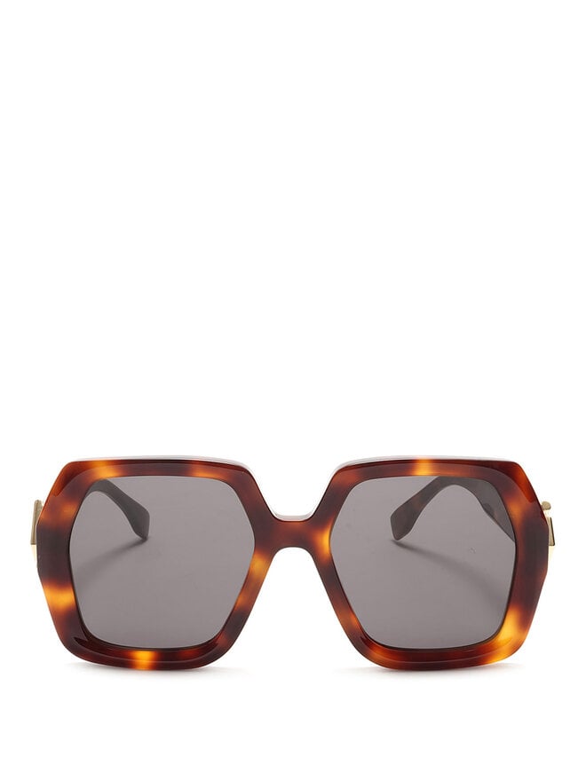 FENDI Lunettes de soleil rectangulaires à écailles de tortue