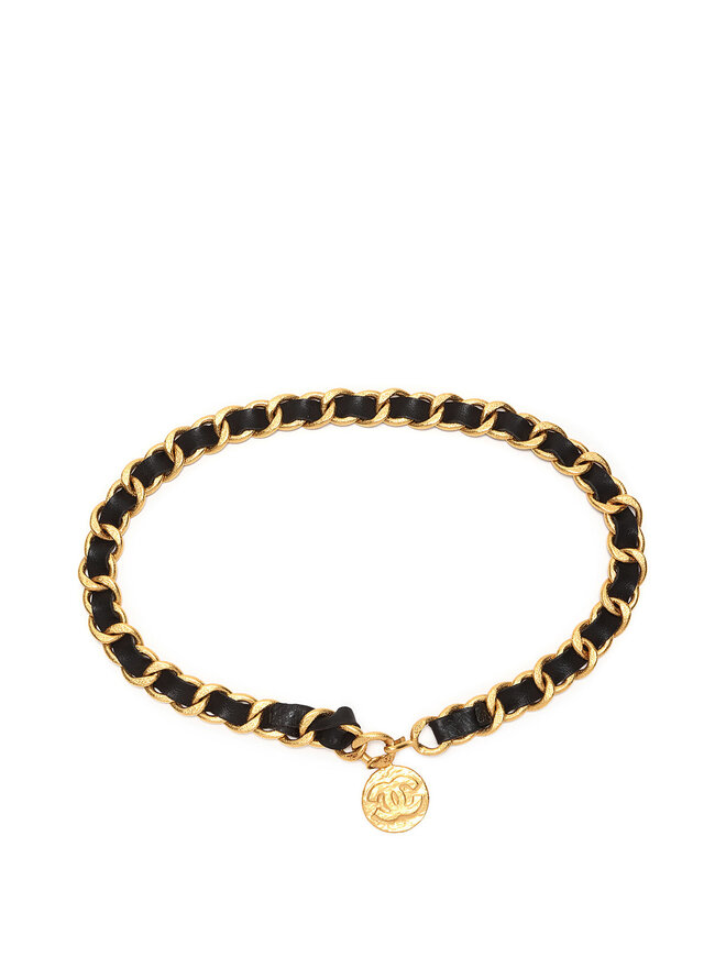 CHANEL Ceinture en chaîne dorée avec médaillon CC