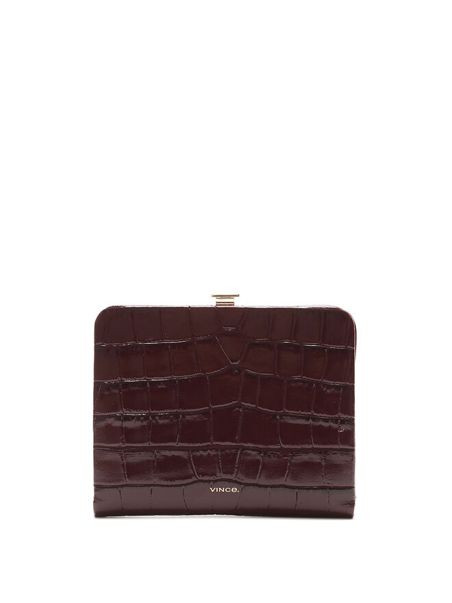 Vince. Croc-Embossed Leather Frame Wallet