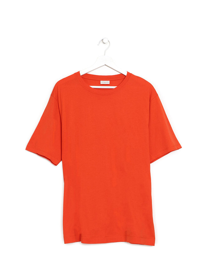 DRIES VAN NOTEN Short Sleeve Orange Cotton T-Shirt