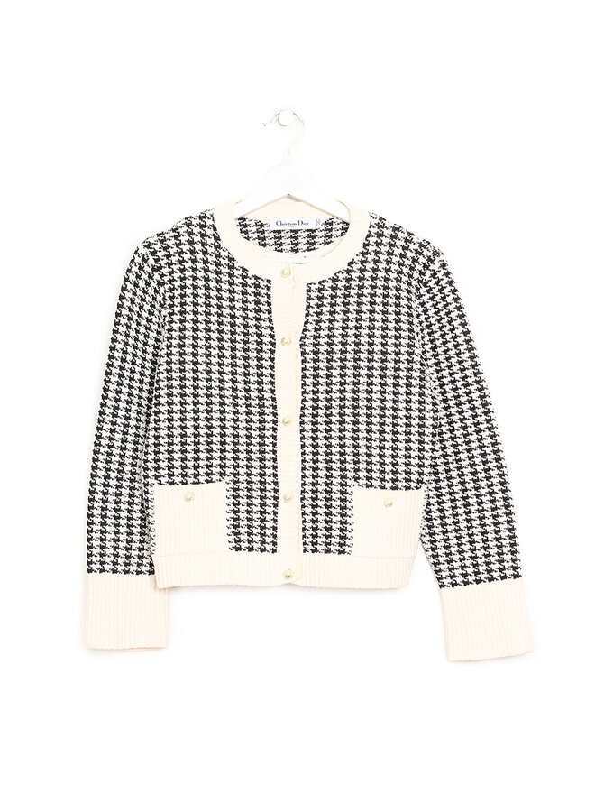 Christian Dior Twinset Houndstooth Cardigan
