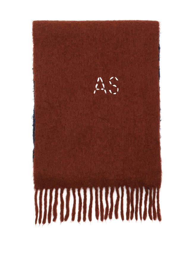 Acne Studios Mohair Scarf in Blue and Brown