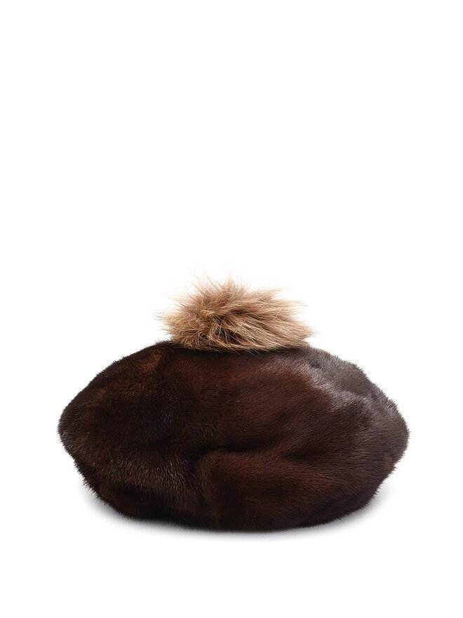 LANVIN Béret en Fausse Fourrure avec Pompon