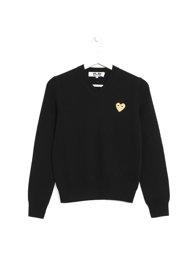 COMME des GARÇONS PLAY V-Neck Knit Sweater with Heart Logo
