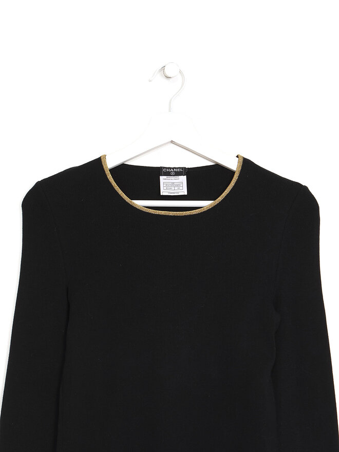 CHANEL Black Sweater with Gold Trims | RUSE