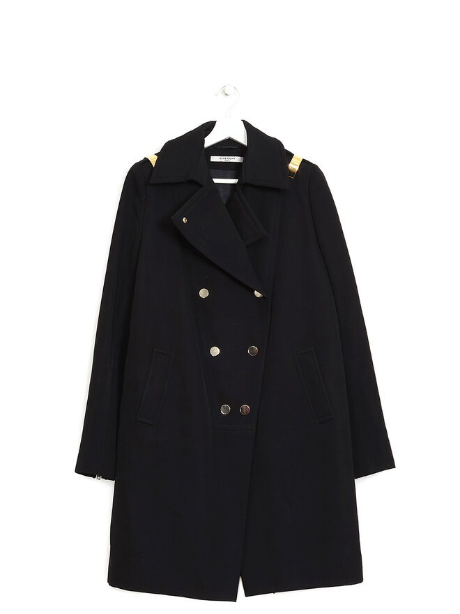 GIVENCHY Manteau bleu marine à col large et double boutonnage