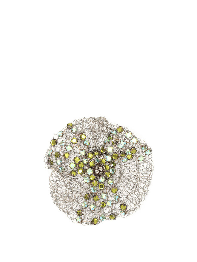 GIORGIO ARMANI Intricate Stone Wire Mesh Brooch