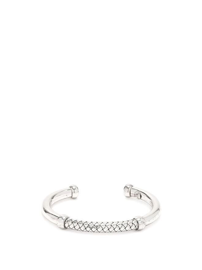 BOTTEGA VENETA Intrecciato Silver Bangle