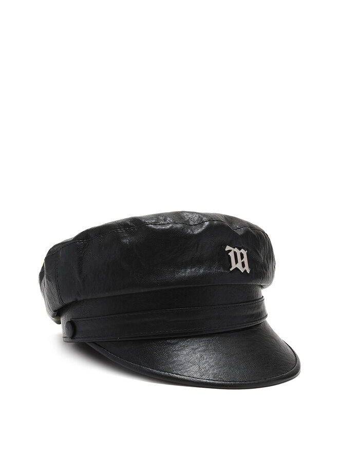 MISBHV Black Vegan Leather Monogram Gavroche Cap