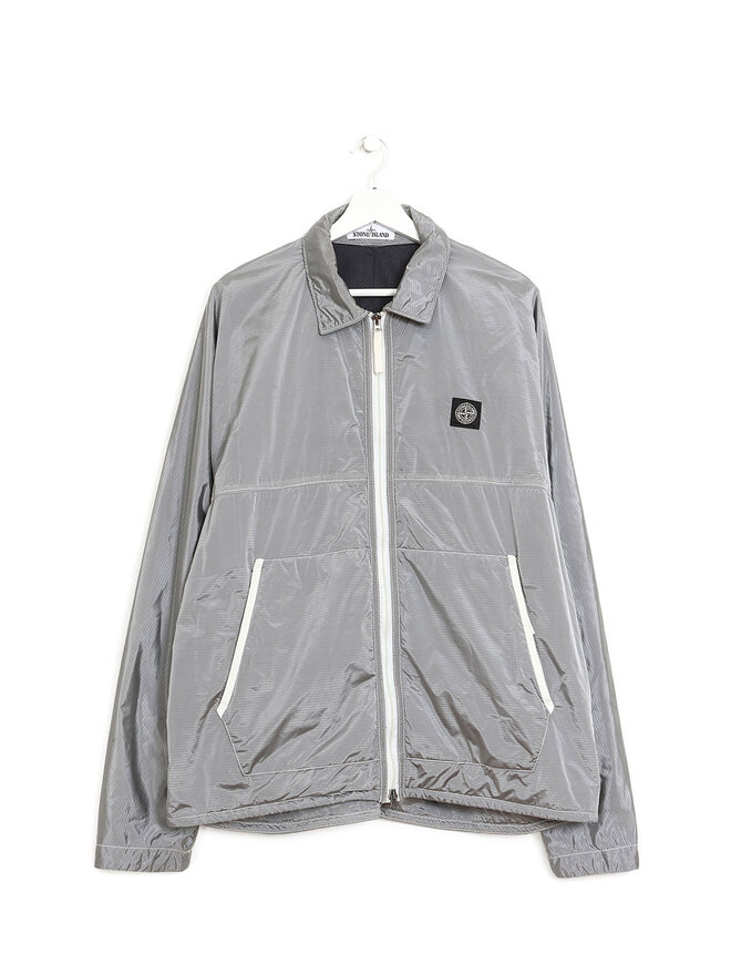 STONE ISLAND Veste grise à col chemise avec fermeture éclair