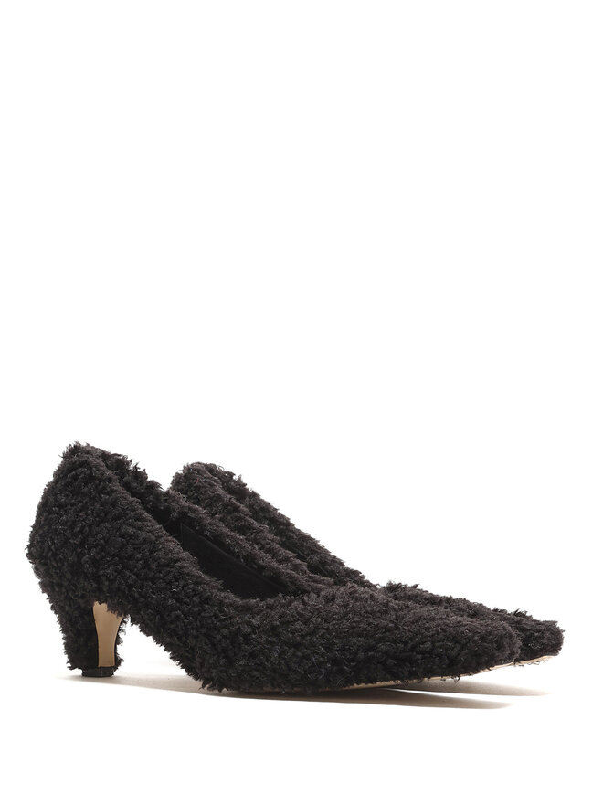 TheOpen Product Textured Faux Fur Kitten Heels