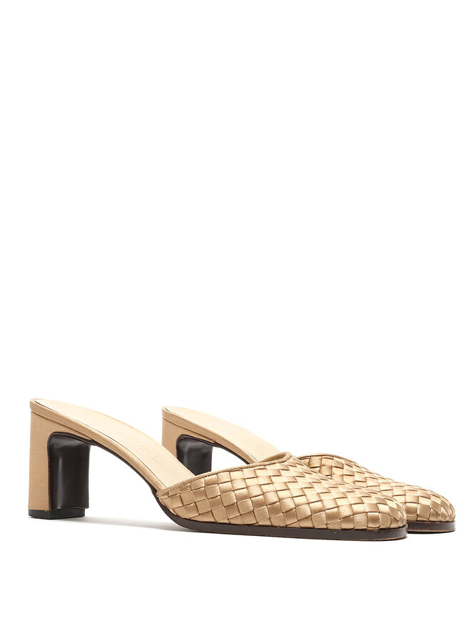 BOTTEGA VENETA Mules Intrecciato Métalliques Or