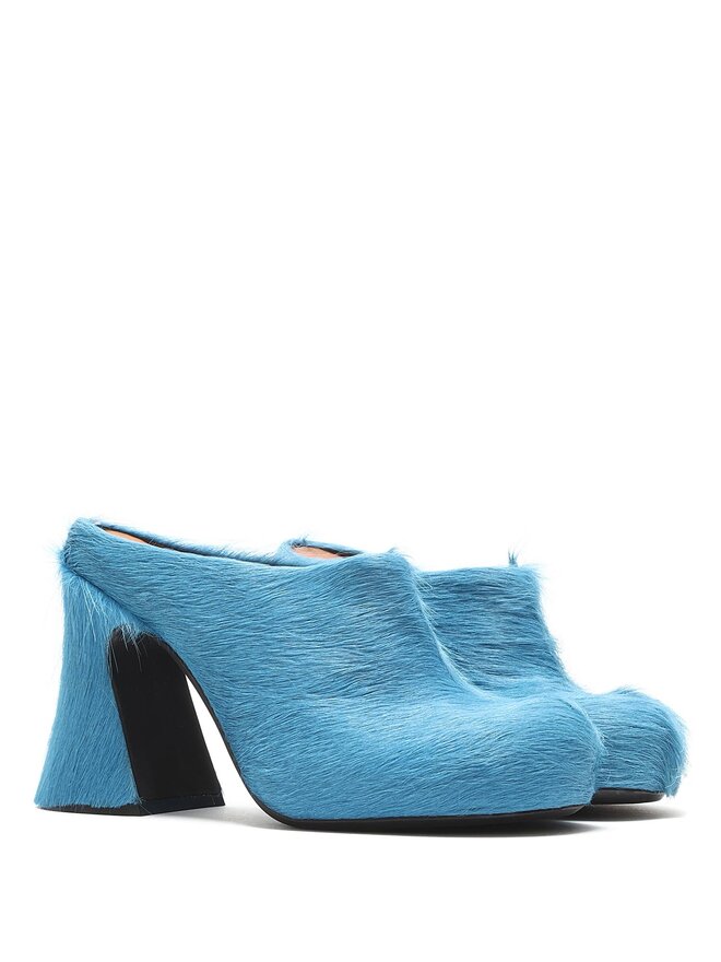 MARNI Calf Hair Blue Mules