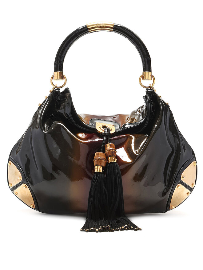 GUCCI Baboushka Indy Patent Leather Hobo Bag
