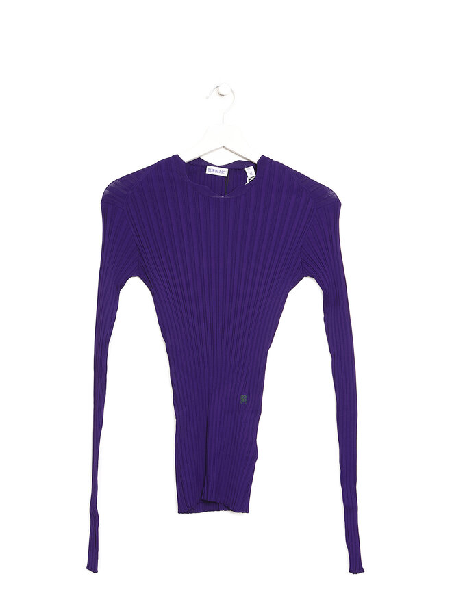 BURBERRY Long-Sleeve Ribbed Stretch Top