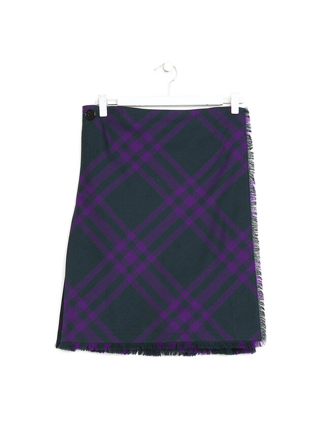 BURBERRY Plaid Wool Pleated Skirt