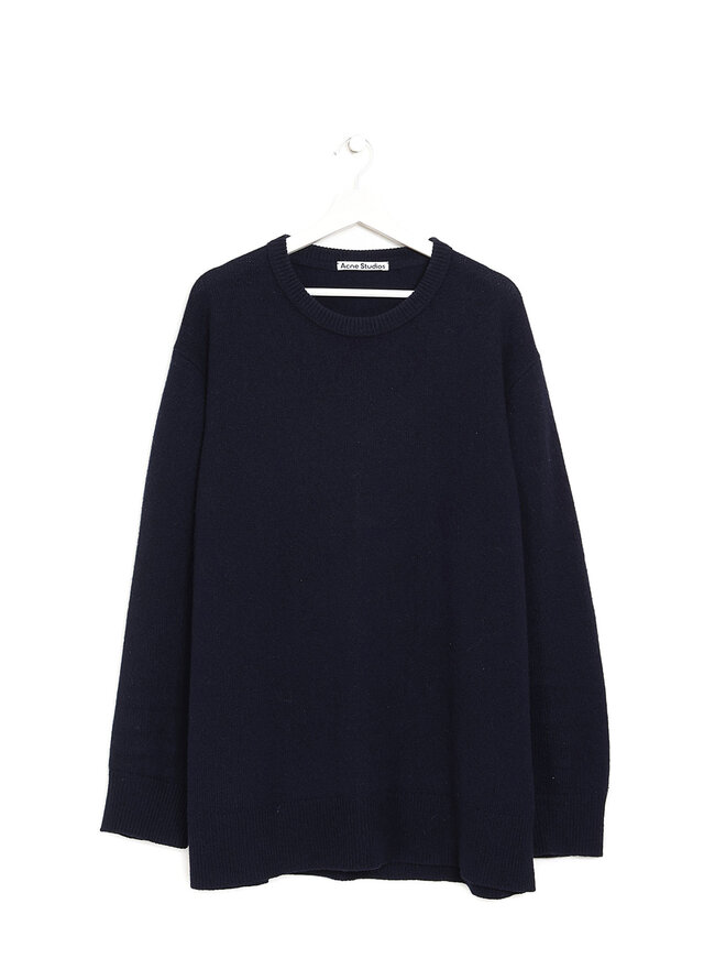 Acne Studios Pull à col rond en laine et cachemire marine