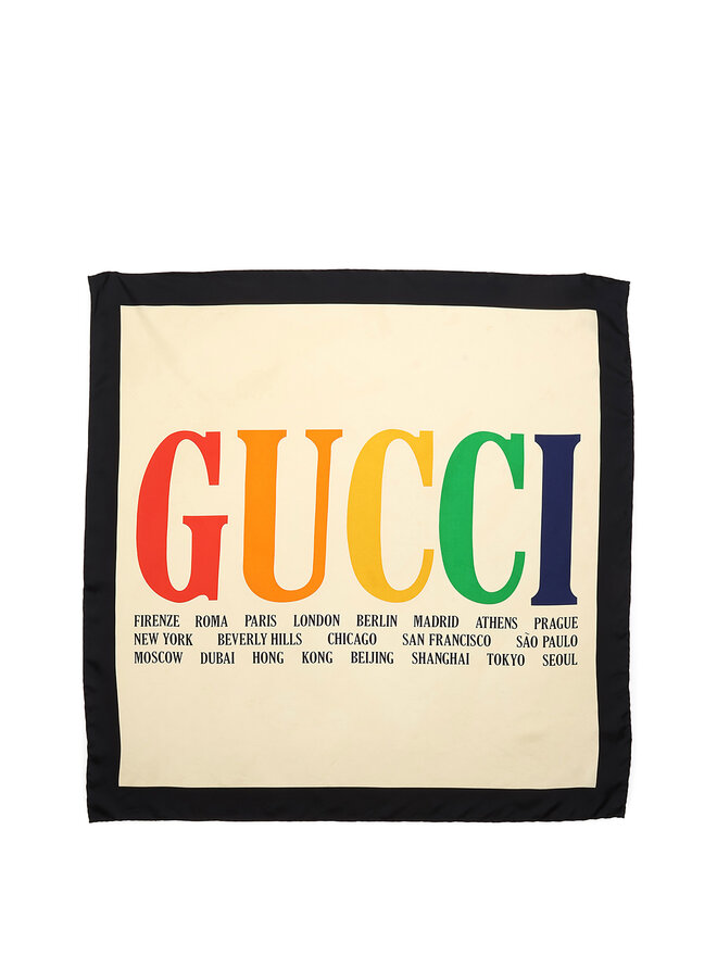 GUCCI Foulard carré à motif logo multicolore