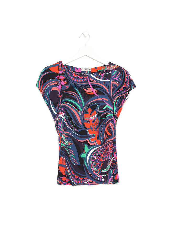 Emilio Pucci Abstract Pattern Short Sleeve Top
