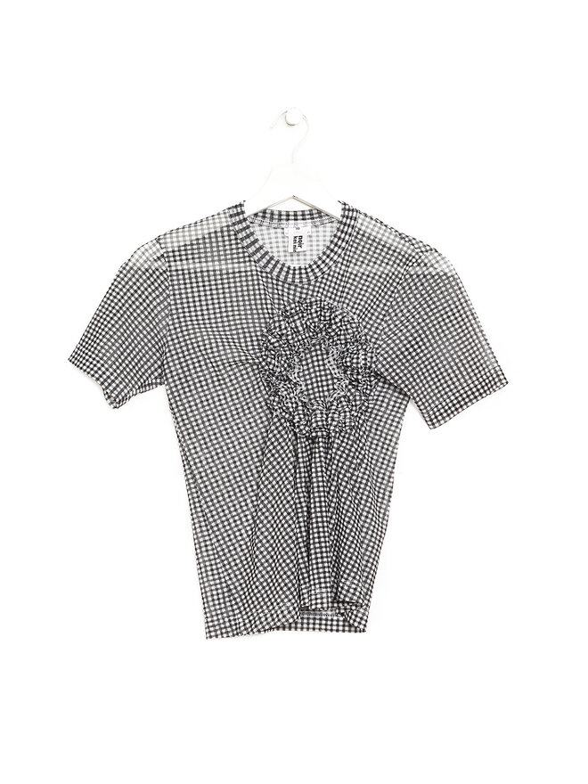 Noir Kei Ninomiya T-shirt semi-transparent à carreaux